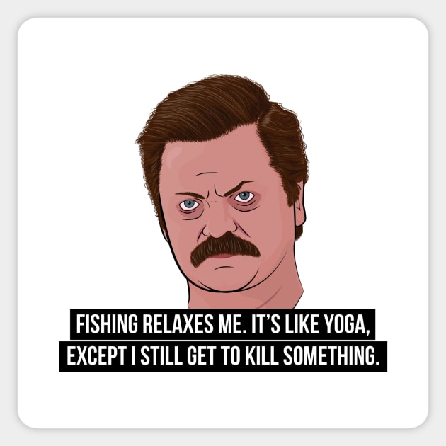 Ron Swanson - Fishing Sticker by BluPenguin